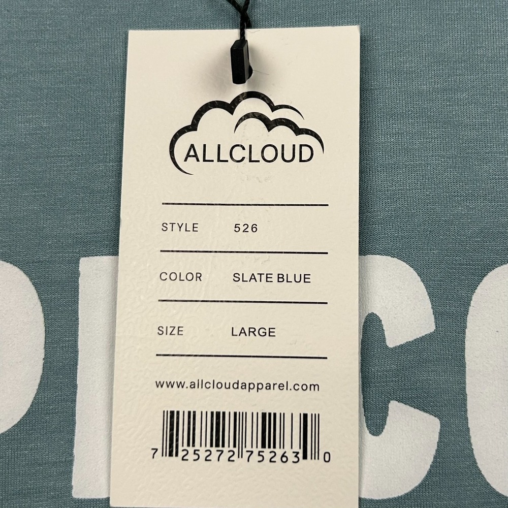 ALL CLOUD Cape Cod Mass. Large Long Sleeve Crop Sweater Slate Blue Beach Coastal - Picture 10 of 13